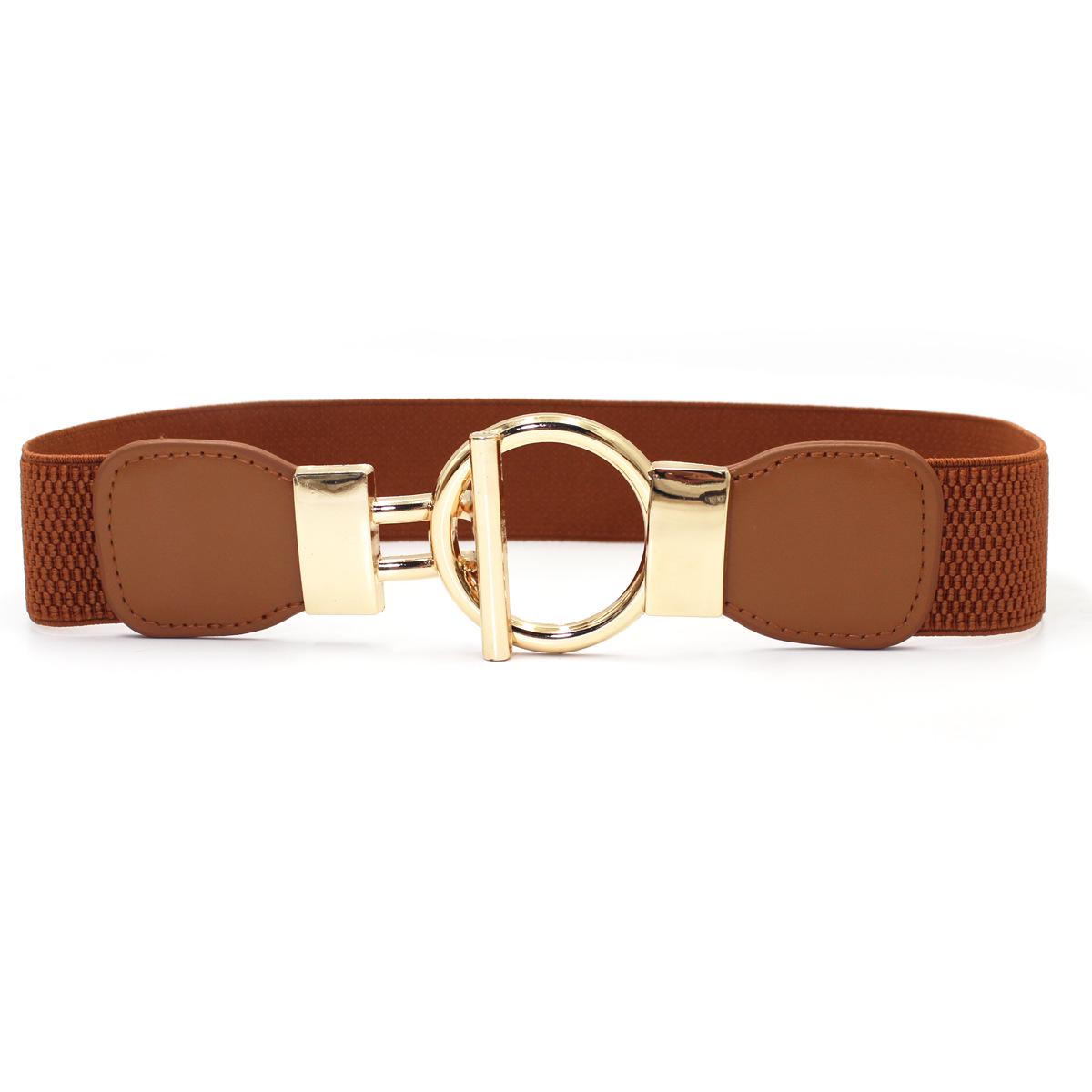 Gaming Bay 4cm Women's Gold Round Buckle Elastic Belt - Available in Three Sizes