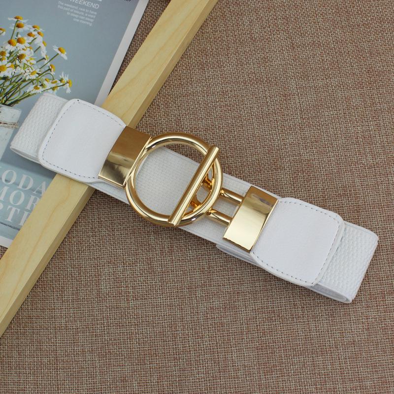 Gaming Bay 4cm Women's Gold Round Buckle Elastic Belt - Available in Three Sizes