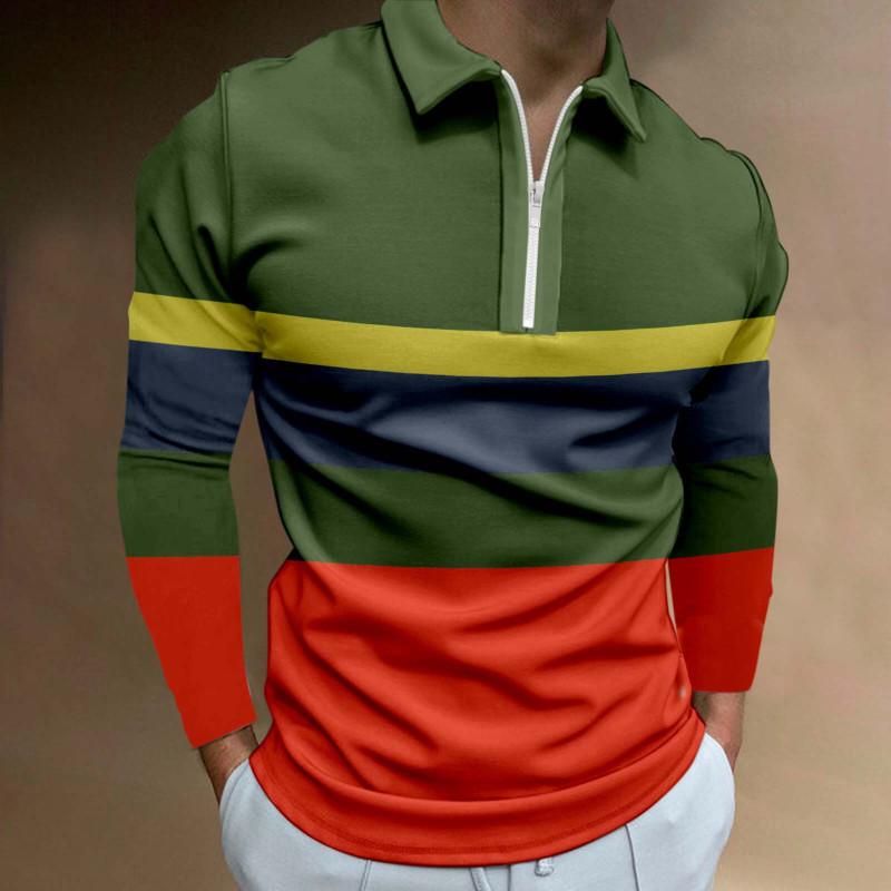 Haodingfushi Herenmode Lente Herfst Polyester Poloshirt 3D Digitale Print Casual Golf Poloshirt Tops L