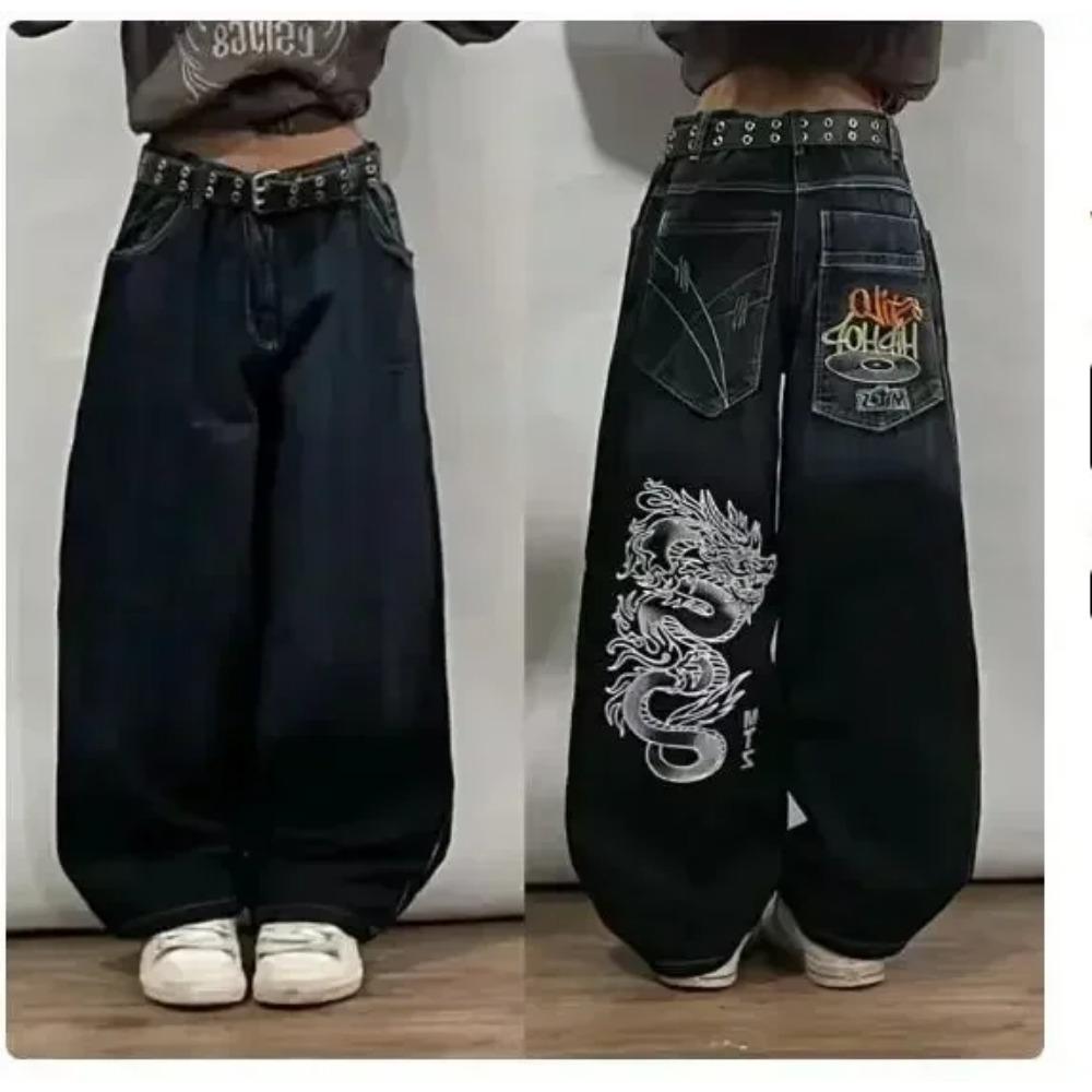 Tinicoo Y2K Amerikaanse Nieuwe Retro Straat Hip-hop Losse Jeans Vrouwelijke Harajuku Hoge Taille Wijde Pijpen Broek Gotische Wijde Broek Straat Broek S