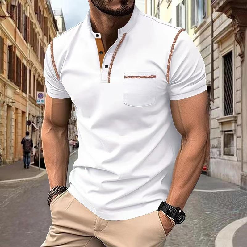 Free Country 2024 Zomer Heren Poloshirt Heren Casual Vakantie Shirts Mannelijk Korte Mouw Mode Poloshirts Heren Effen Kleur Patchwork T-shirt XL