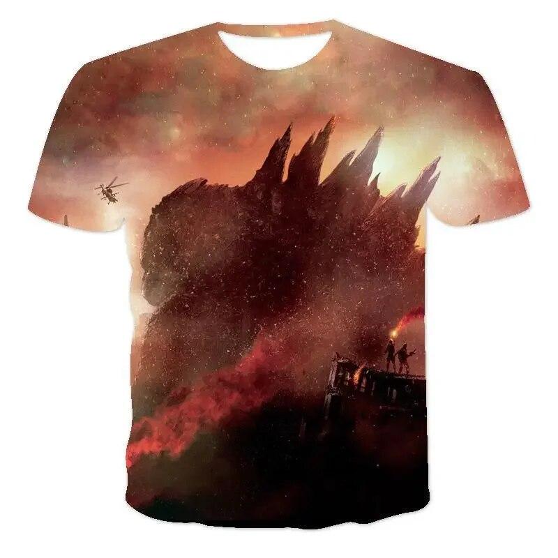 ETST WENDY 013 Godzilla Vs Monster King Kong T-shirt 3D Digital Printing T-shirt Cartoon Kinderen Jongens Meisjes Korte mouwen Zomer Kleding Gift 110cm