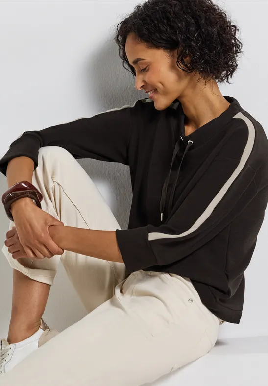 STREET ONE Hoodie Ottoman shirt met tape