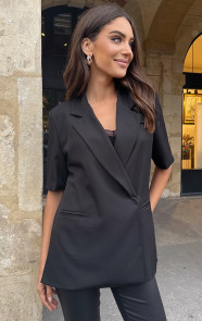 Jurkjes Short Sleeve Oversized Blazer Zwart