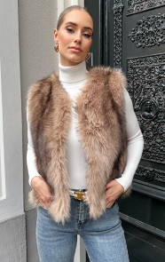 Jurkjes Chique Faux Fur Gilet Beige