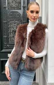 Jurkjes Chique Faux Fur Gilet Choco