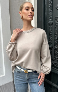 Jurkjes Sparkle Detail Loose Fit Sweater Beige