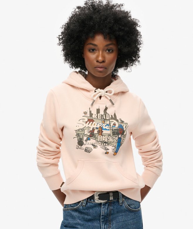 Superdry New York Hoodie met Print Roze
