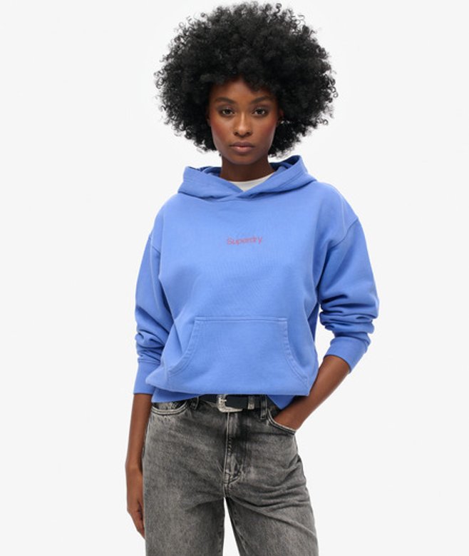 Superdry Core Logo City Hoodie met Losse Pasvorm Blauw