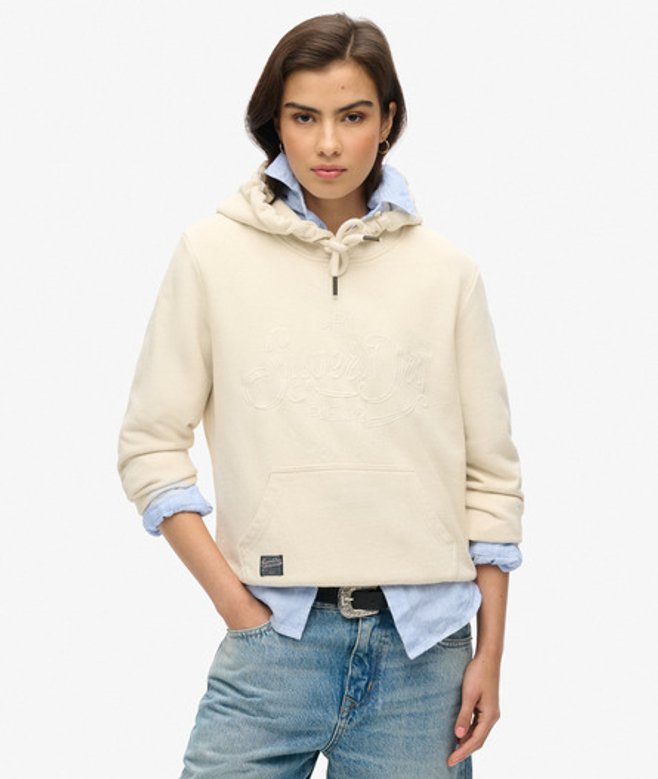 Superdry Premium Script Entry Hoodie Crème