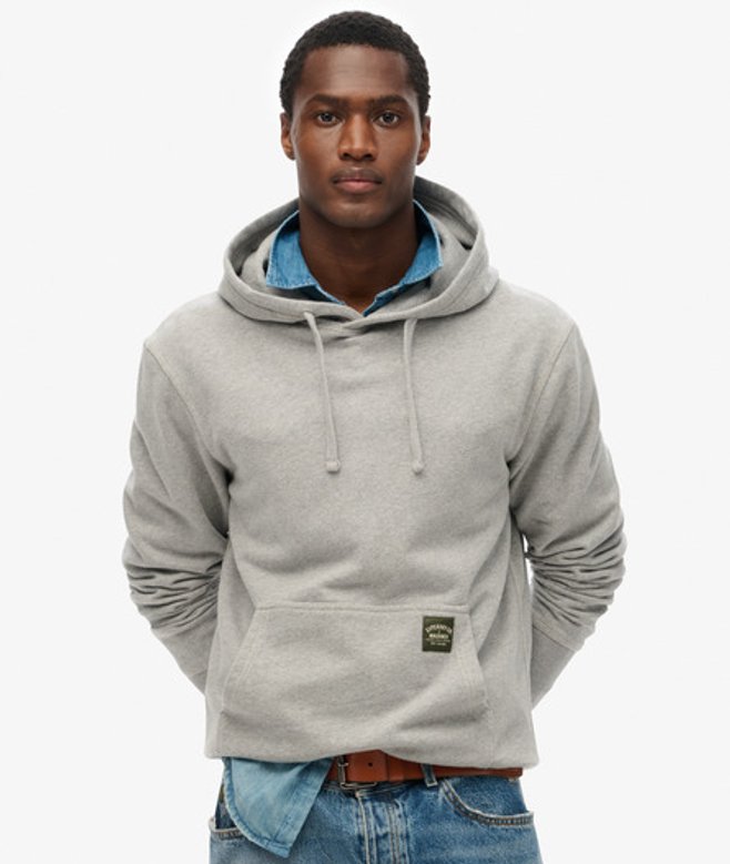 Superdry Relaxed Hoodie met Contrasterende Stiksels Grijs