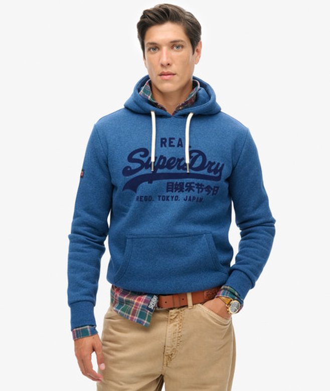 Superdry Ton sur ton Vintage Logo Hoodie Blauw