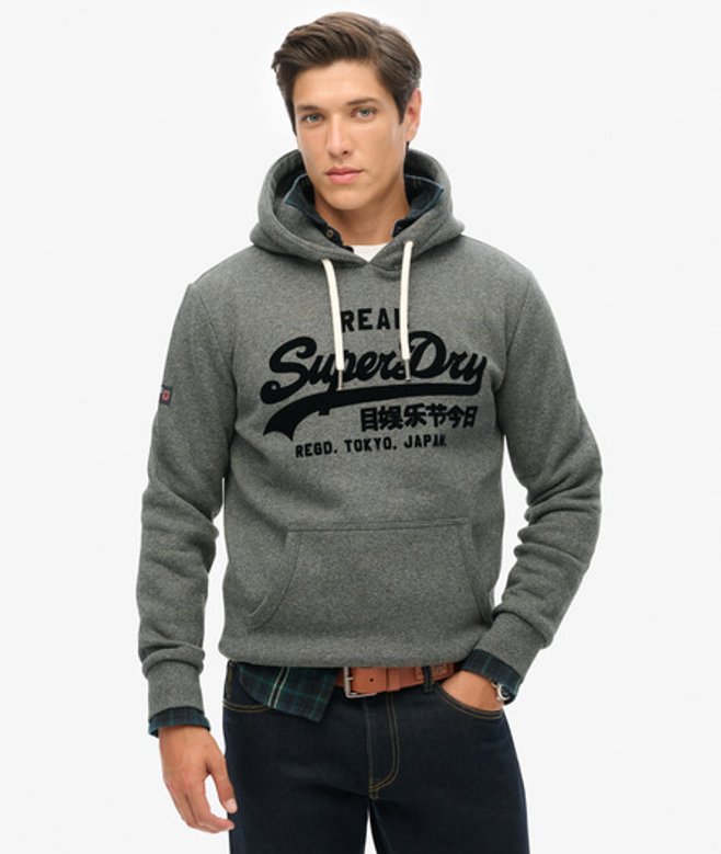 Superdry Ton sur ton Vintage Logo Hoodie Donkergrijs