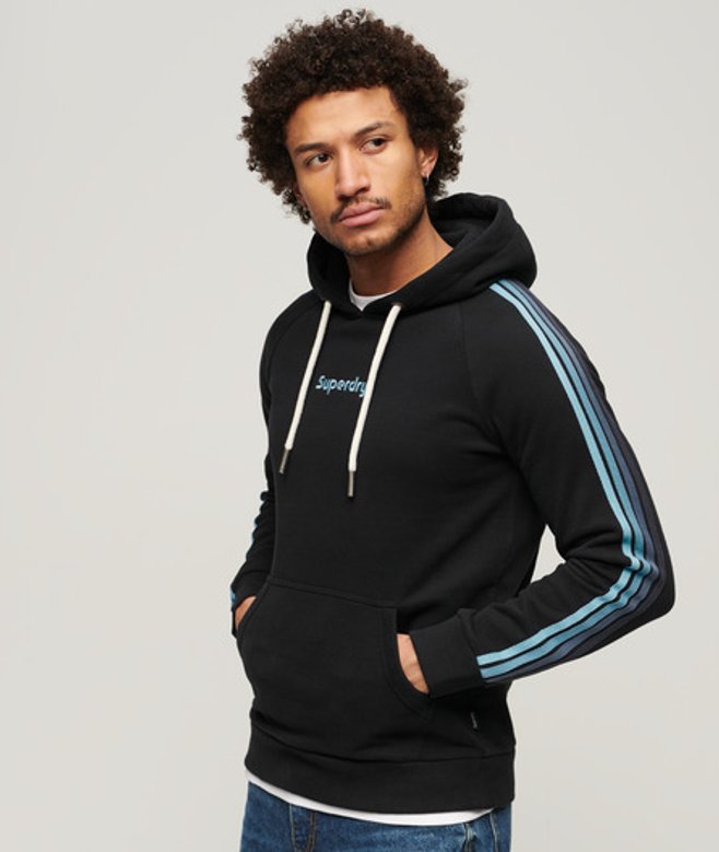 Superdry Gestreepte Terrain Hoodie met Logo Zwart