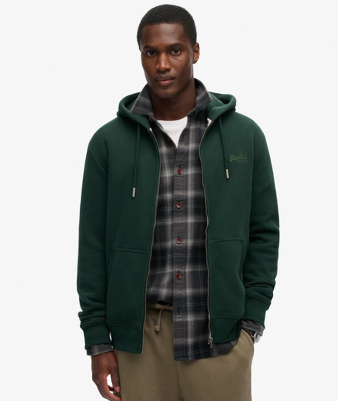 Superdry Essential Logo Hoodie met Rits Groen