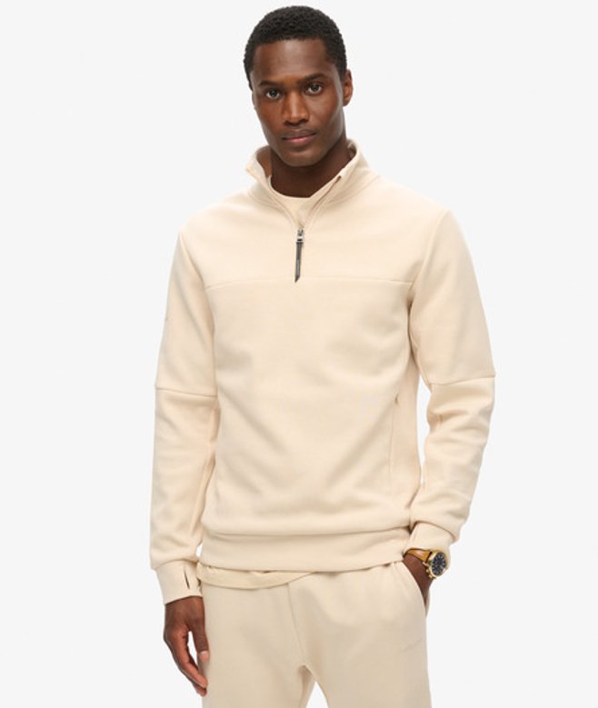 Superdry Tech Sweatshirt met Halve Rits en Losse Pasvorm Crème