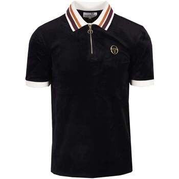 Sergio Tacchini Polo Shirt Korte Mouw  Mahony Velour Zip Polo Shirt Black/Gold