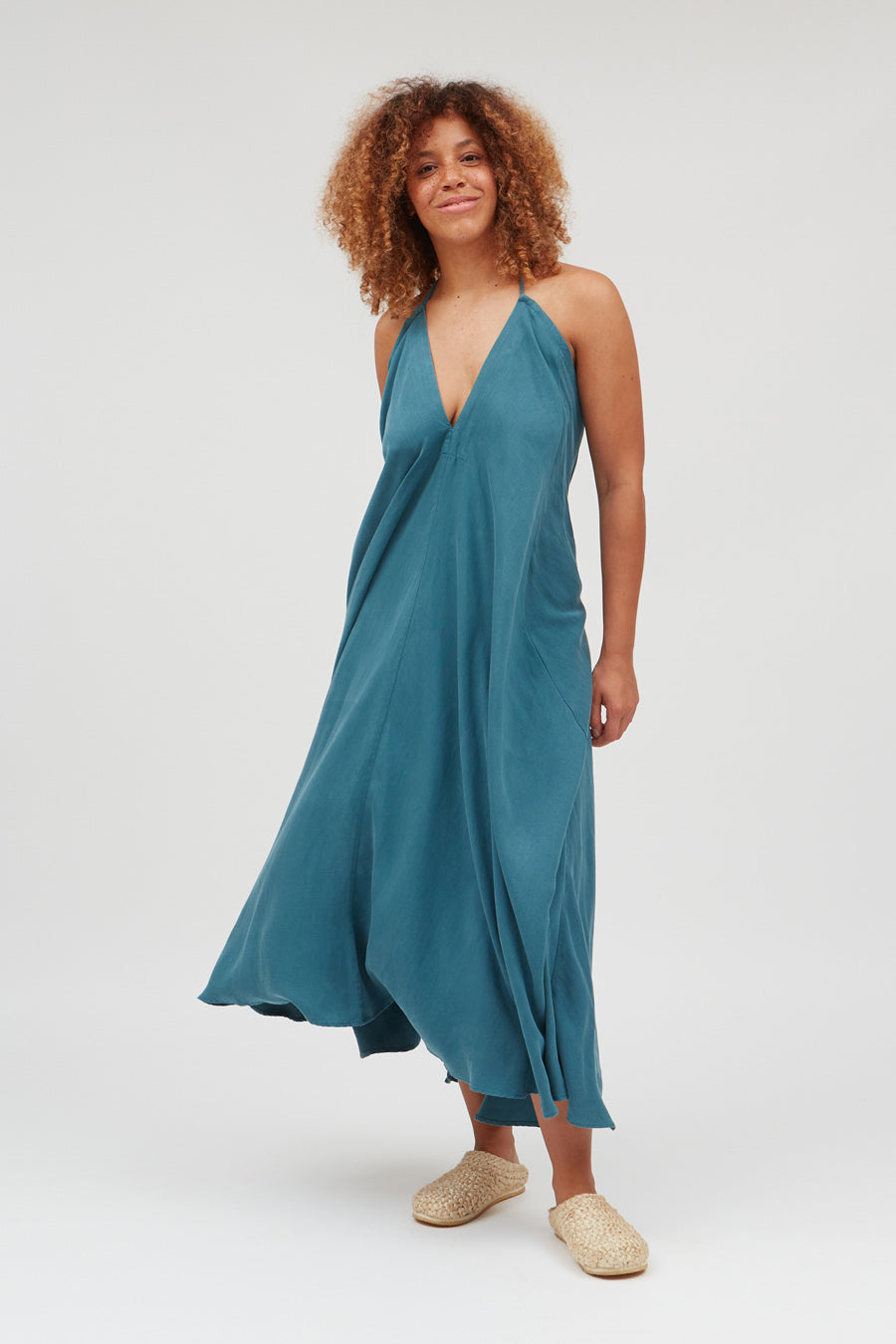 SUITE13LAB Damen vegan Kleid Multiposition Long Teal GrÃ¼n