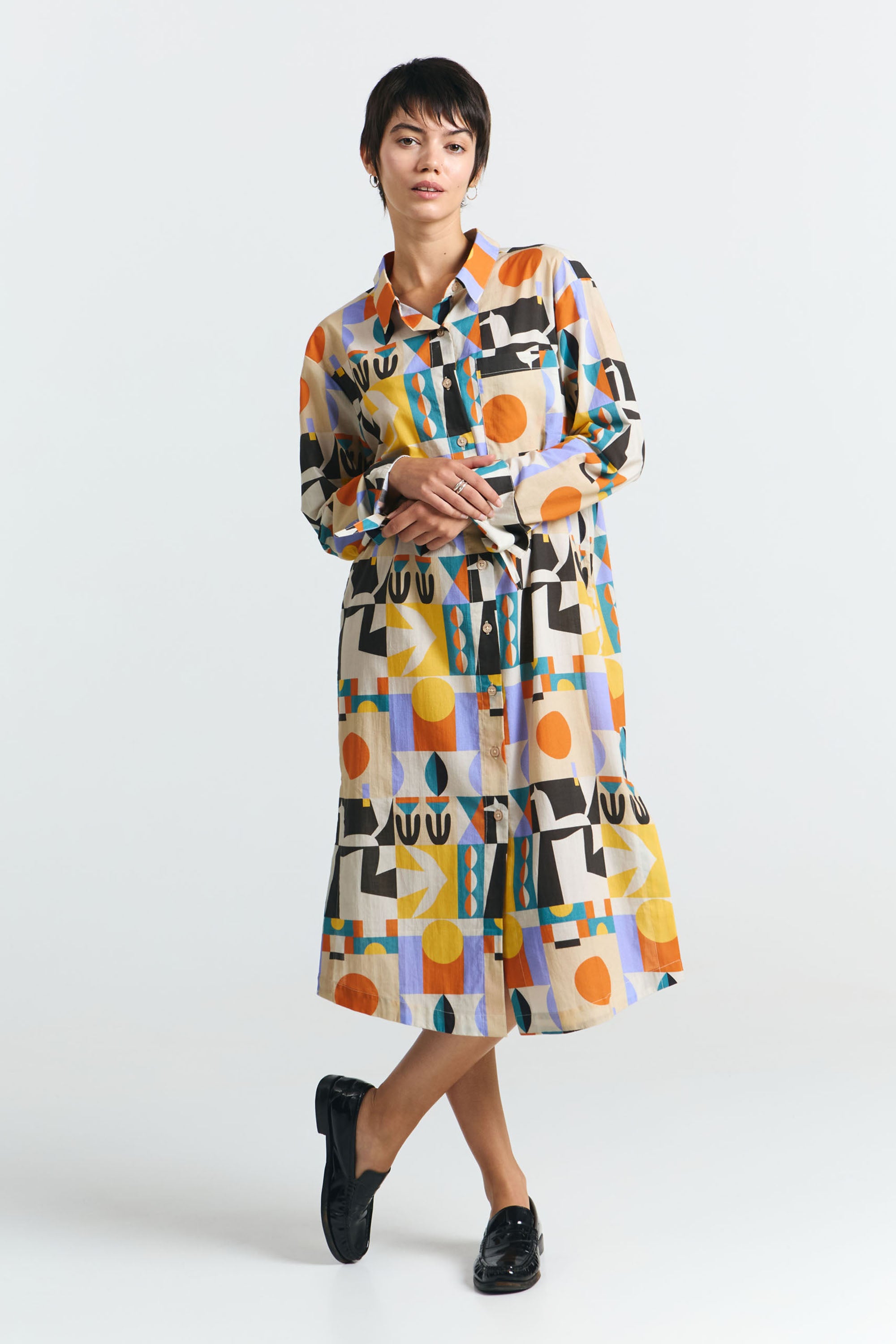 SUITE13LAB Damen vegan Kleid Nahuas Print Vibes Mehrfarbig