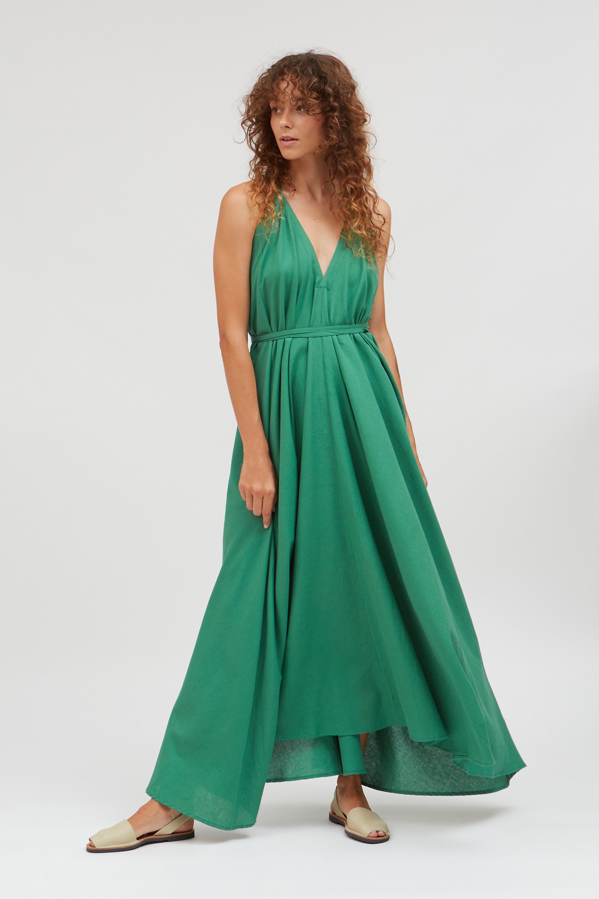 SUITE13LAB Damen vegan Kleid Multiposition Lang GrÃ¼n