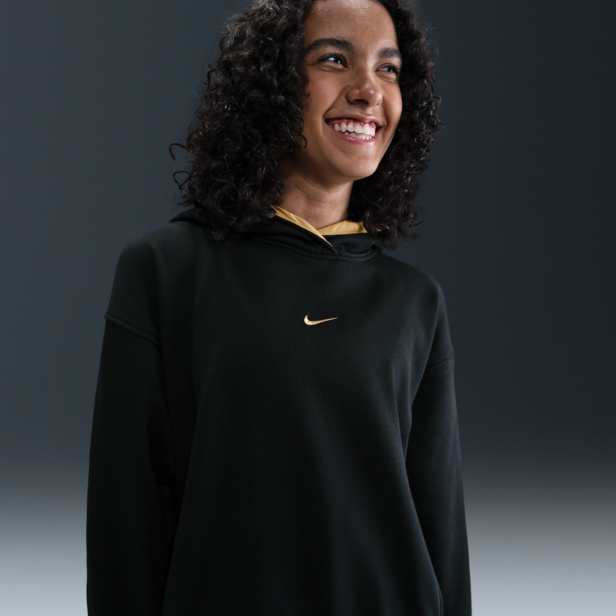 Nike Club Fleece oversized hoodie voor meisjes - Zwart