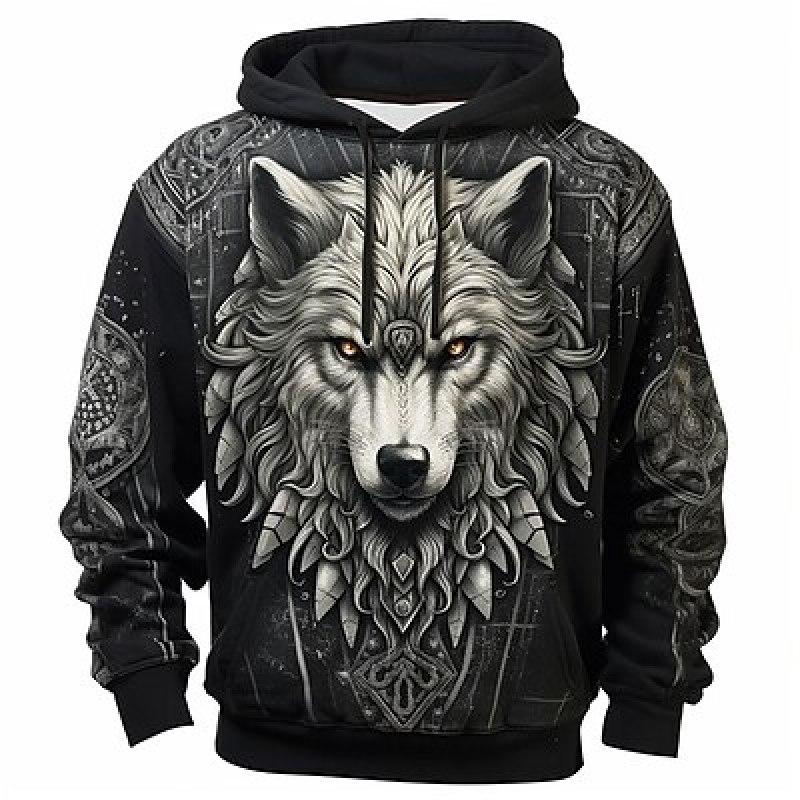 ETST WENDY 005 Grafische Wolf Herenmode 3D Print Hoodie Sport Outdoor Vakantie Hoodies Sweatshirt met lange mouwen en print op de voorkant 4XL