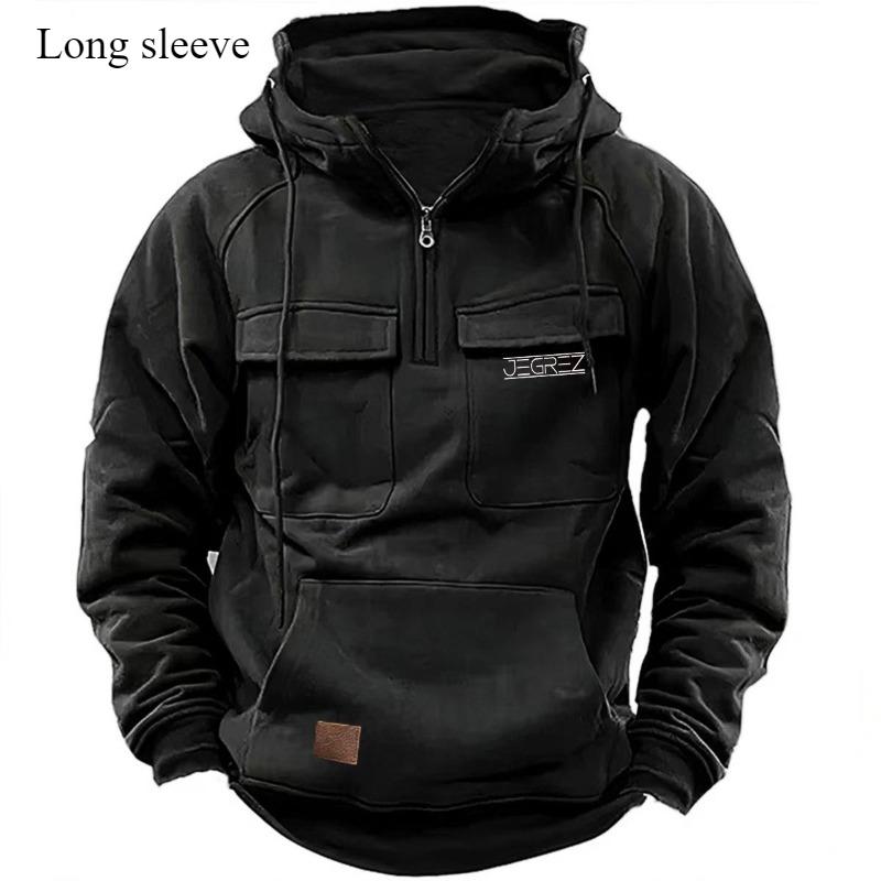 Pu Er Hooded Warme Dikke Heren Hoodie 2024 Nieuwe Mode Losse Multi-pocket Effen Kleur Lange Mouwen Winter Casual Sweatshirt 3XL