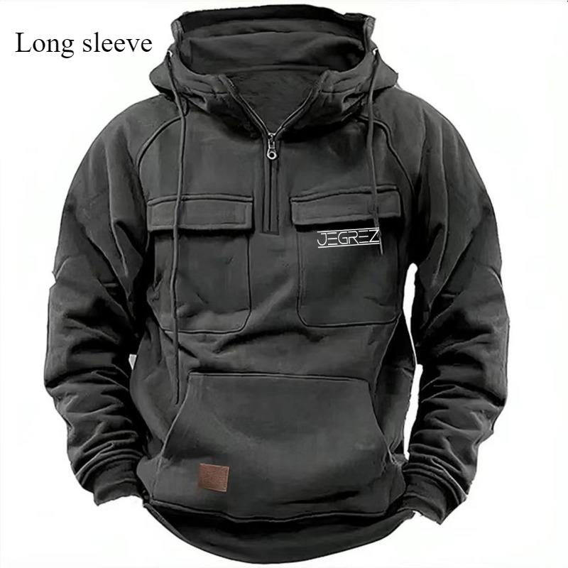 Pu Er Hooded Warme Dikke Heren Hoodie 2024 Nieuwe Mode Losse Multi-pocket Effen Kleur Lange Mouwen Winter Casual Sweatshirt XL