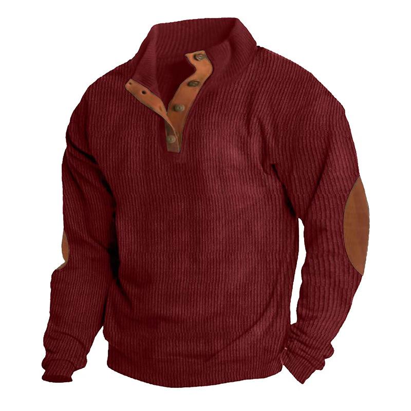 ChicFashion Heren Pullover Outdoor Casual met Knopen Opstaande Kraag Lange Mouw Ribcord Sweatshirt Herfst Winter Mode XXXXXL