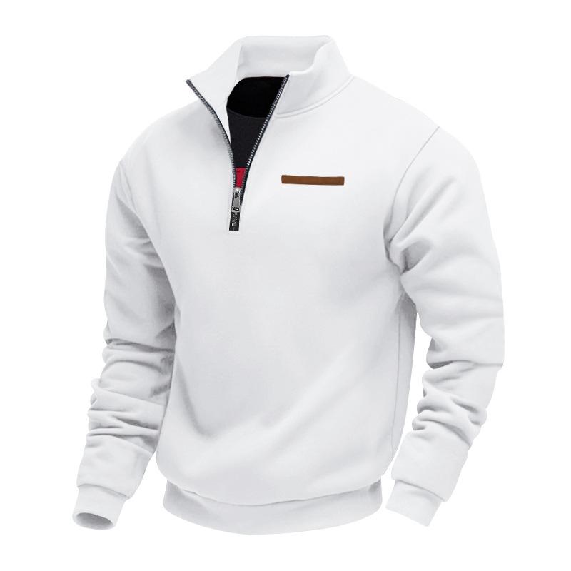 Lizhu Half-zip loose-fit stand-collar pullover plain-colour casual sweatshirt for men XXXL