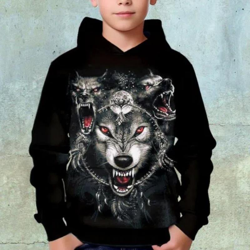 ETST 012 Nieuwe Glowing Face Print Kids Hoodie Unisex Pullover Casual Hooded Lange Mouw Top Meisjes & Jongens Outdoor Kleding Voor Lente Herfst 130CM