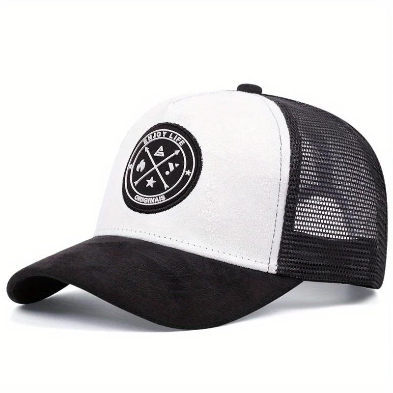 NATAWA Zomer Mesh Baseballpet Dames Heren ENJOY LIFE Letter Patch Snapback Hoed Casual Ademend Unisex Street Hip Hop Trucker Petten wit