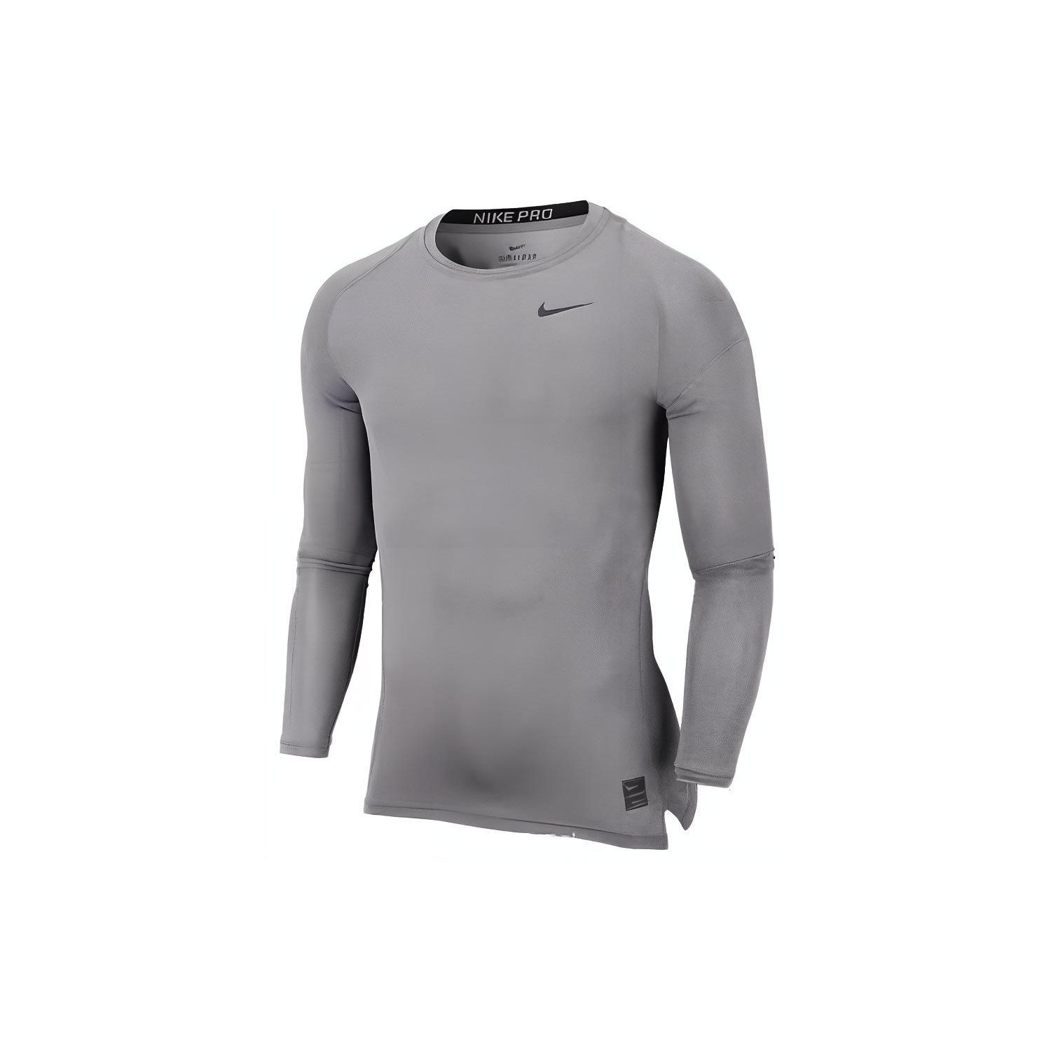 Nike Logo Print Effen Kleur Hardlopen Fitness Lange Mouw T-Shirt Heren Tops Grijs 933315-091 M