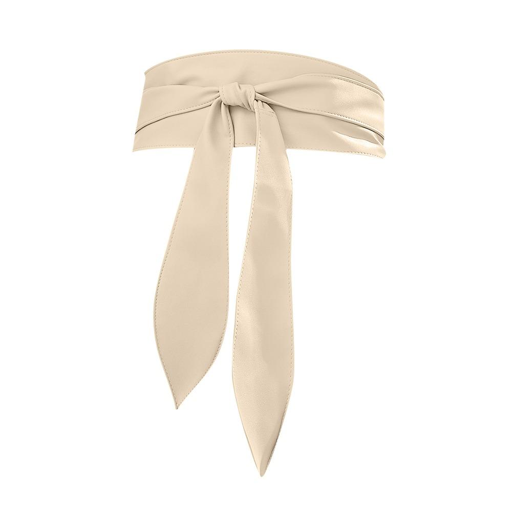 InWangix Wide Corset Waist Belt Elegant Long Bowknot Ties Bow Waist Bands  For Women Lady Girl Bridal beige
