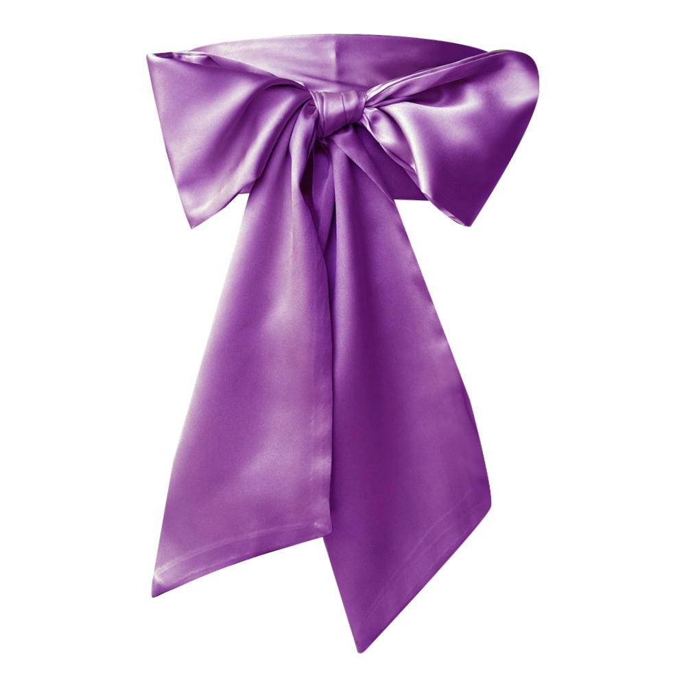 QHbozhao Satin Silk Bowknot Fabric Ribbon Cummerbunds Lace Up Waistband Strap  For Skirts Dress Top Clothes paars