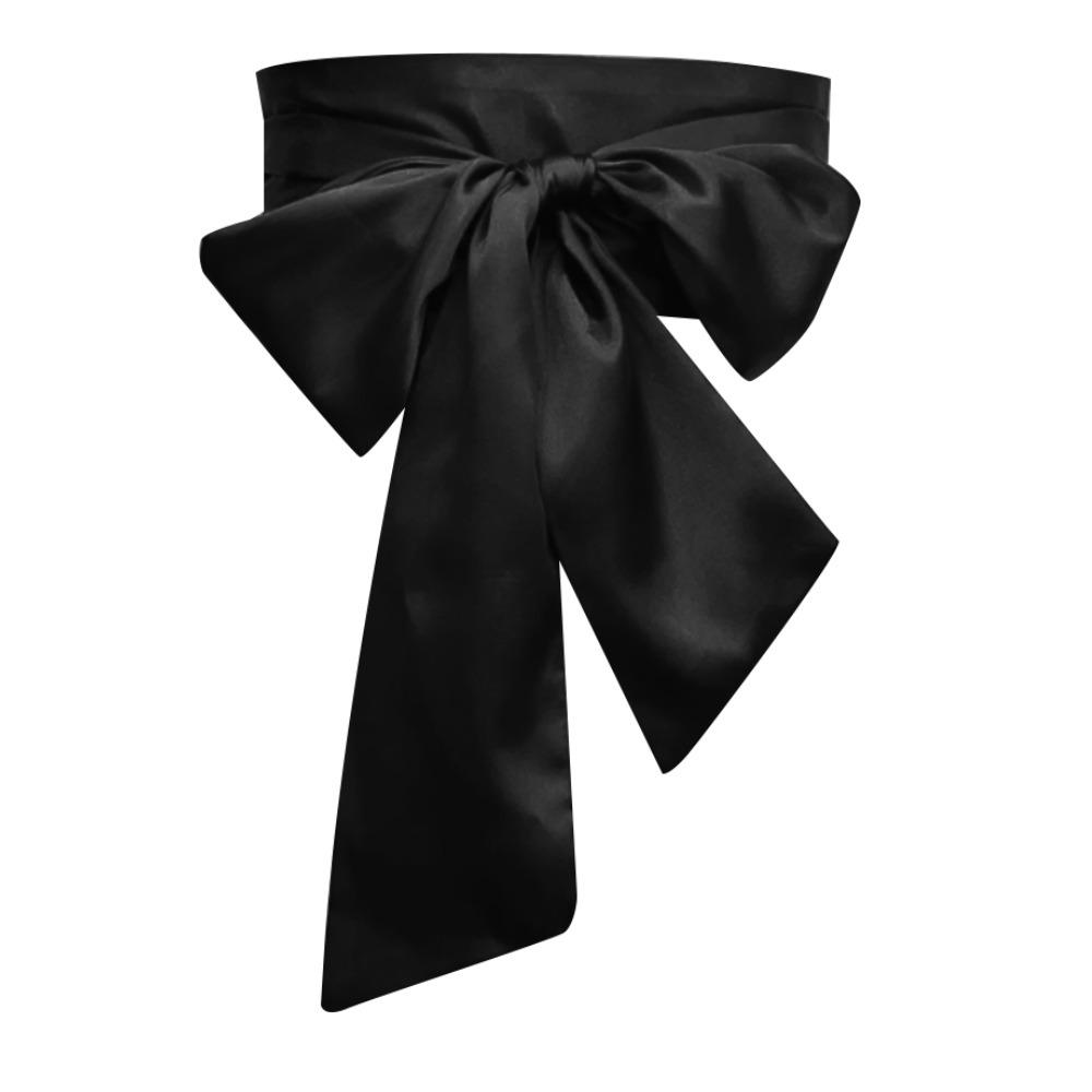 QHbozhao Satin Silk Bowknot Fabric Ribbon Cummerbunds Lace Up Waistband Strap  For Skirts Dress Top Clothes zwart