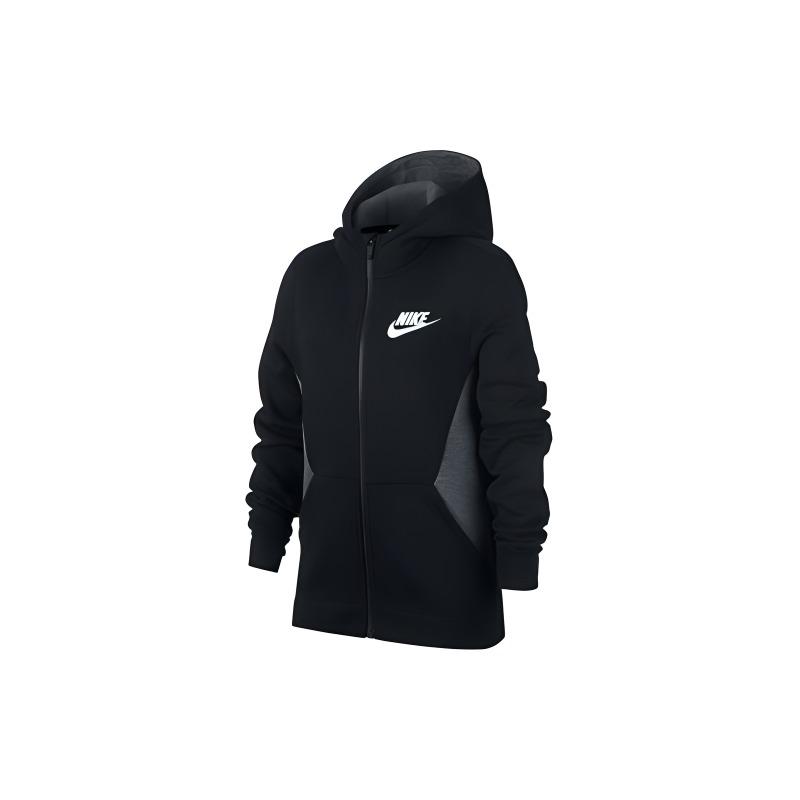 Nike Jas met Capuchon en Rits Color Block Zakken Kinderjassen Zwart 939639-010 M