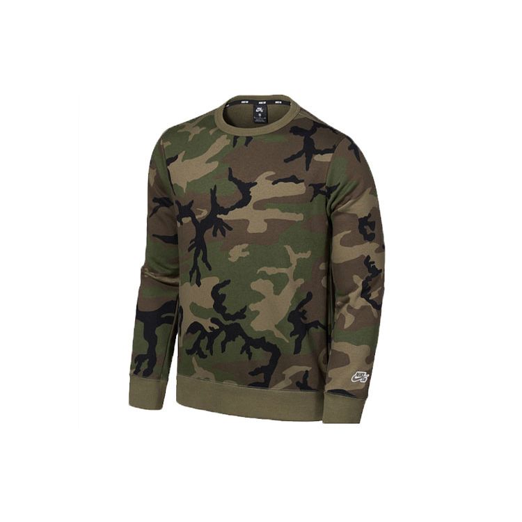 Nike SB Camouflage Fleece Pullover Sweatshirt Heren Tops Militairgroen AT9769-222 S
