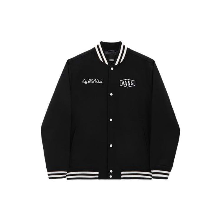 Vans FW22 Logo Geborduurd Single-Breasted Jas met Lange Mouwen Heren Bovenkleding Zwart VN0A7S92BLK L