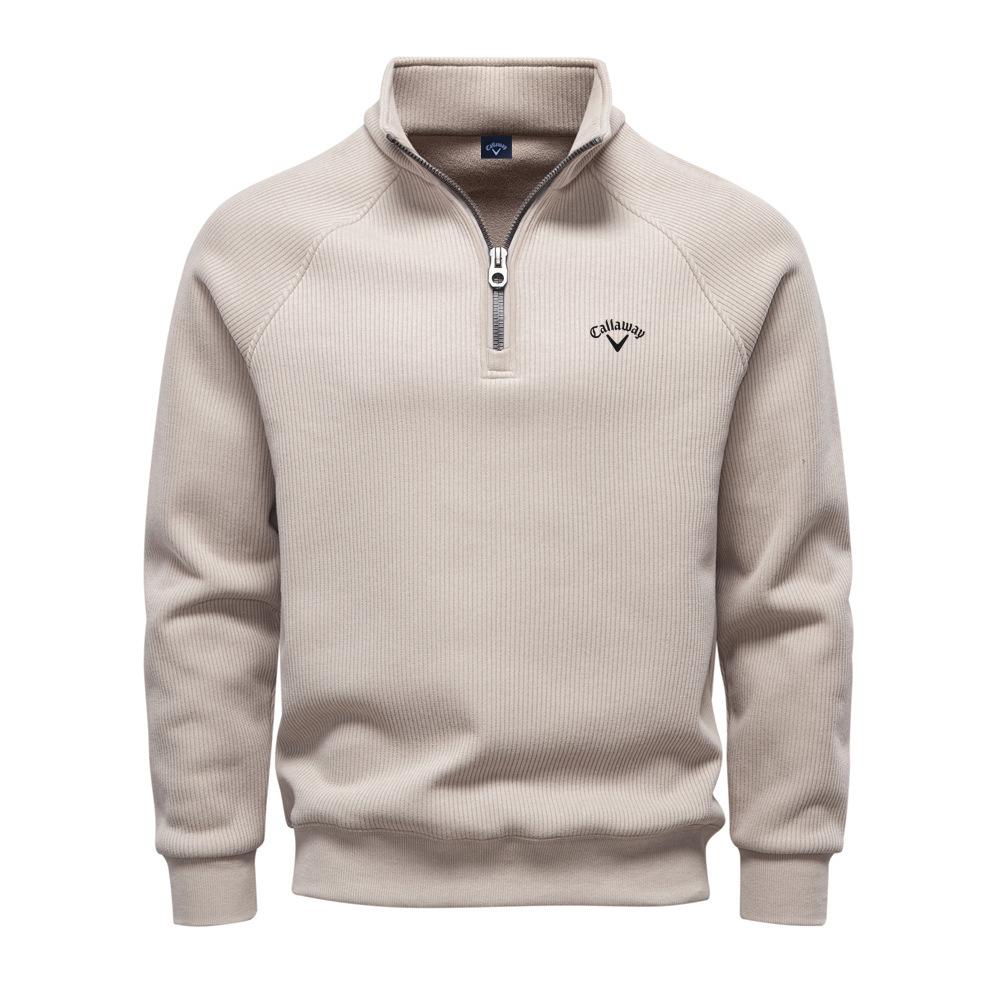 Callaway 2025 Nieuwe Herfst/Winter Borduurwerk Halve Rits Hoodie Opstaande Kraag Trendy Veelzijdig Pluche Heren Hoodie XXL