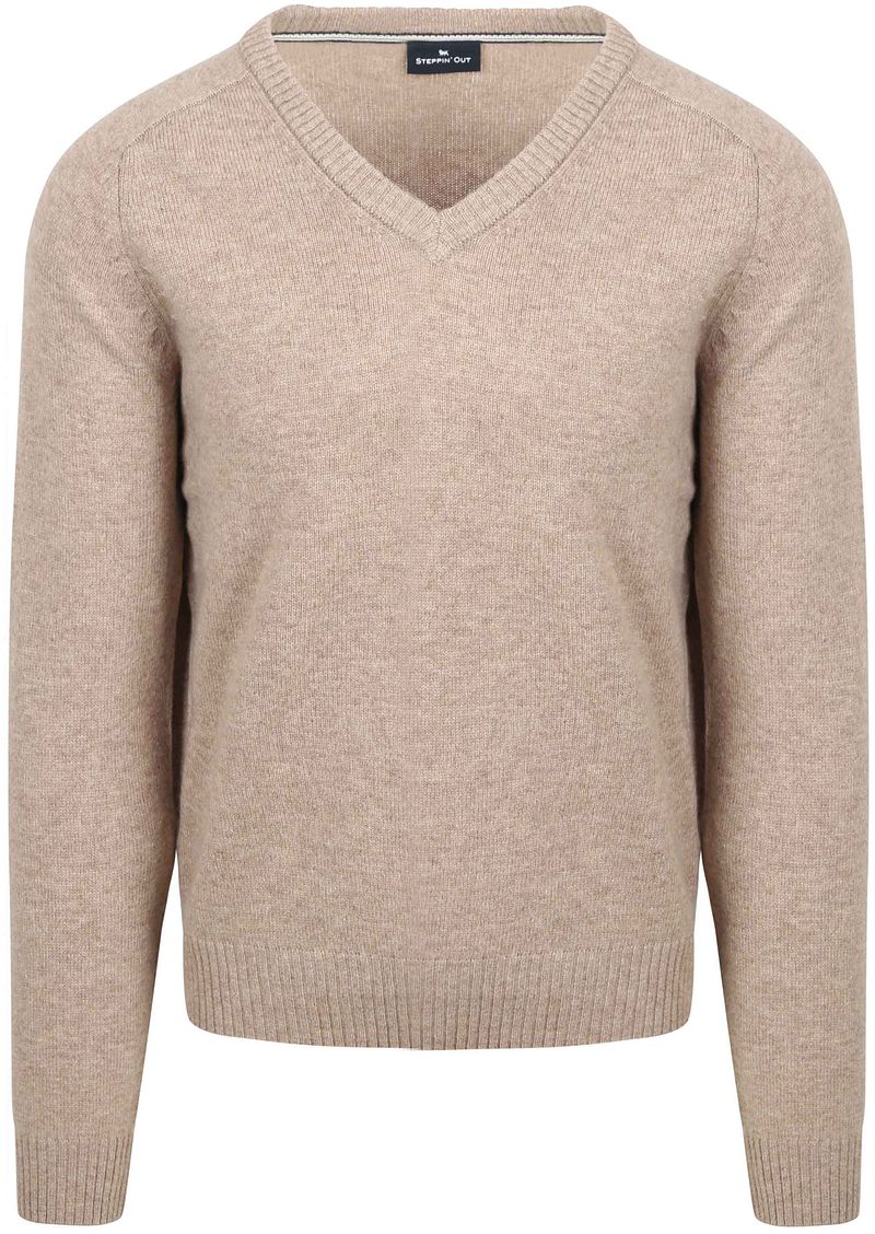 Steppin' Out Trui V-hals Lamswol Beige