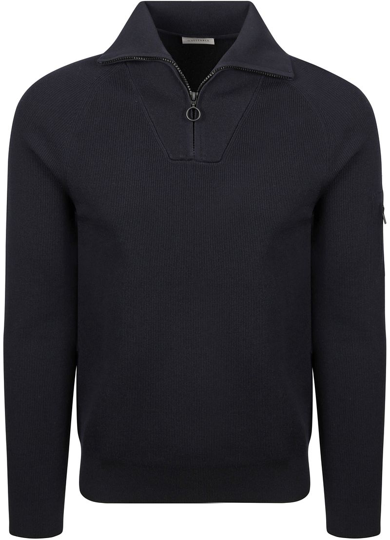Suitable Half Zip Trui Tias Cooldry Knit Navy
