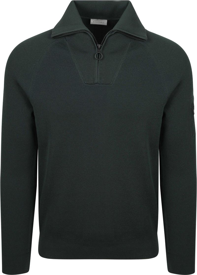 Suitable Half Zip Trui Tias Cooldry Knit Mosgroen