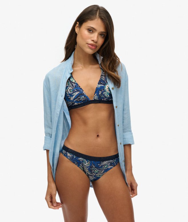 Superdry Triangelbikinitopje met Print Blauw