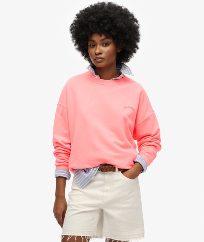 Superdry Essential Logo Sweatshirt met Ronde Hals en Relaxte Pasvorm Cream