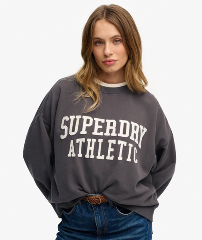 Superdry Athletic Essentials Relaxed Sweatshirt met Appliqué Dark Grey