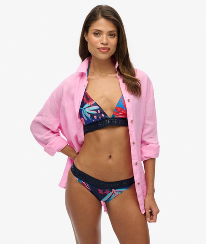 Superdry Triangelbikinitop met Logo Blue