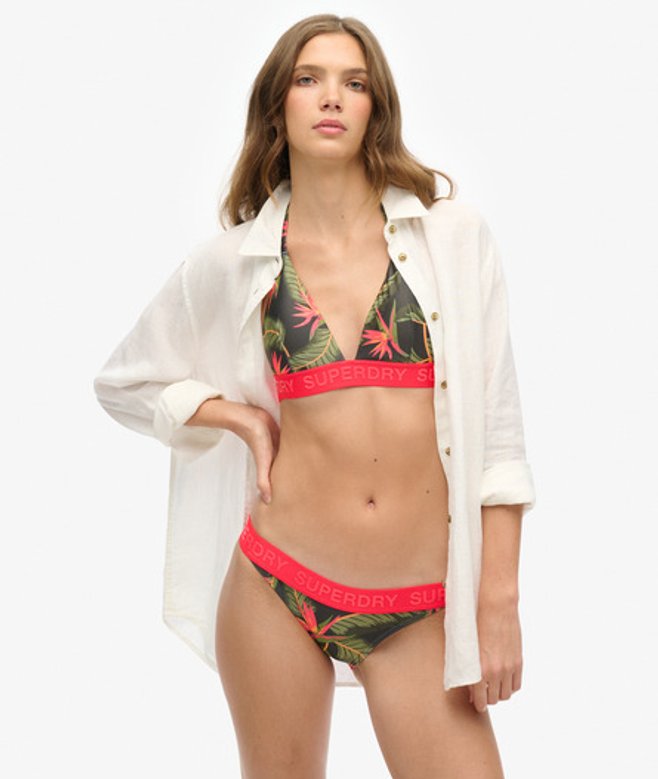 Superdry Triangelbikinitop met Logo Khaki