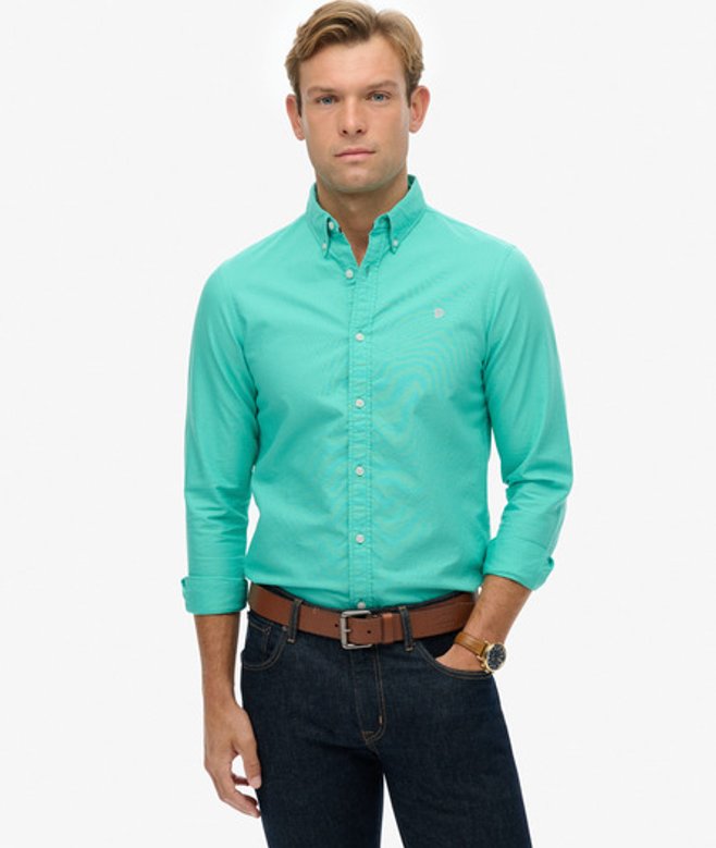 Superdry Klassiek Oxford Overhemd met Lange Mouwen Green