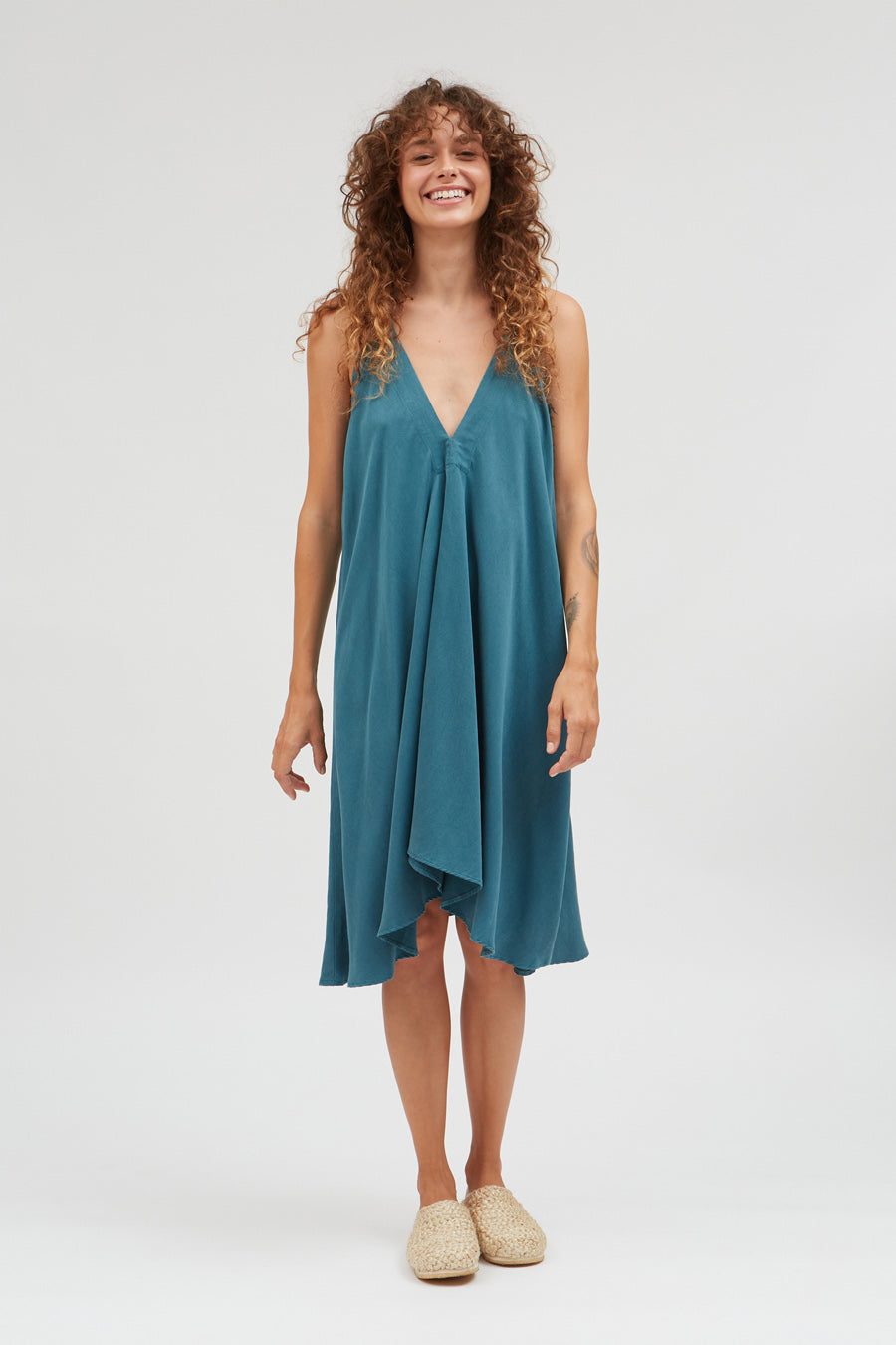 SUITE13LAB Damen vegan Kleid Mp Kurz Teal GrÃ¼n